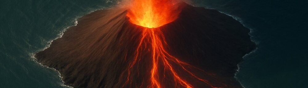 Ilustrasi Dahsyatnya Erupsi Anak Krakatau dan Citra Zeusbola